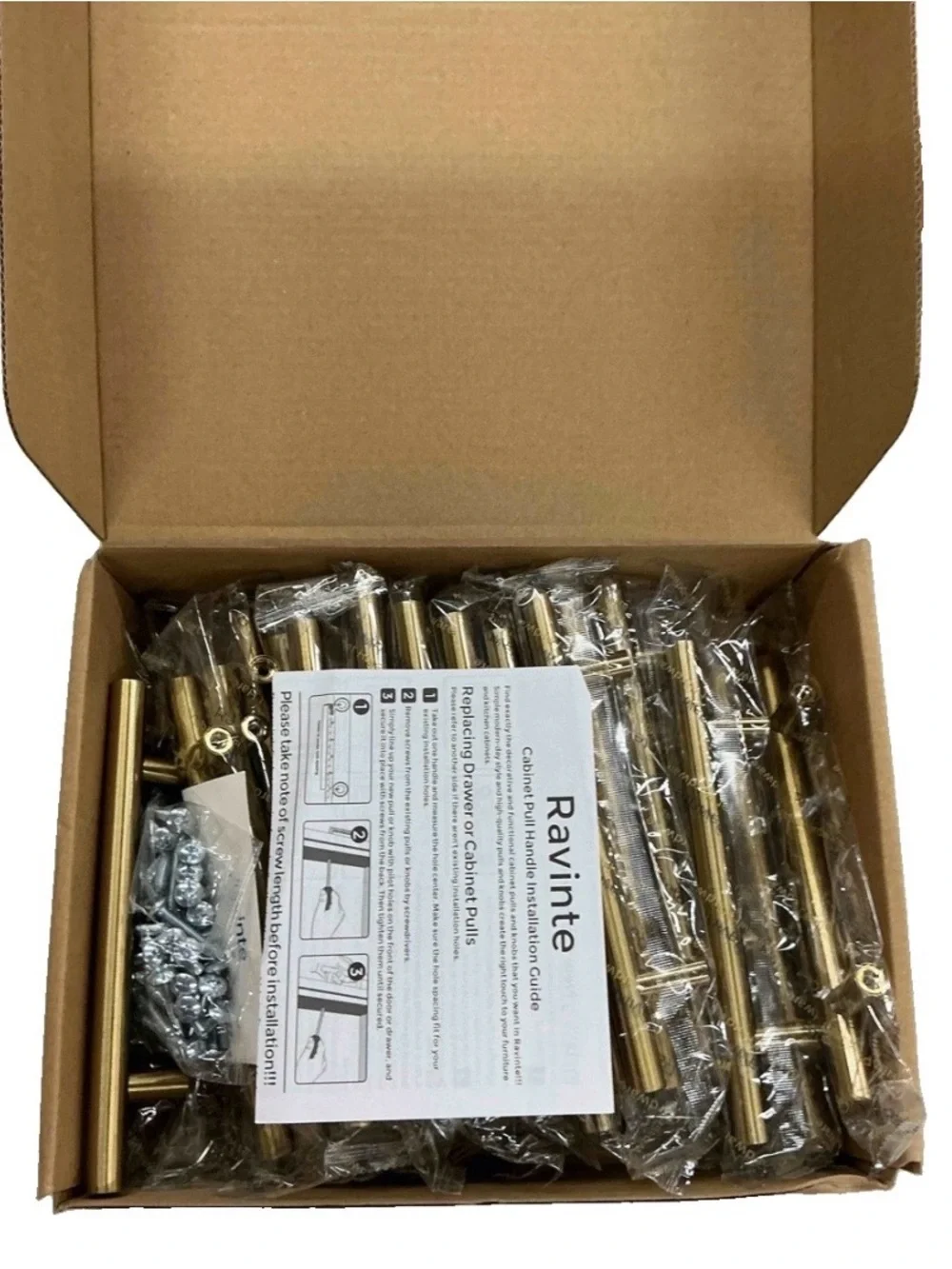 Ravinte Metal Cabinet Handles in Champagne Bronze - 30 Pack - 4” Hole Center
